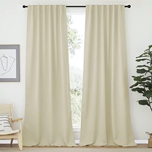 NICETOWN Room Darkening Curtains for Living Room, Rod Pocket & Back