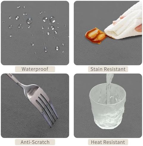 60x120inches Light Grey Rectangle Tablecloth Solid Color Stain and