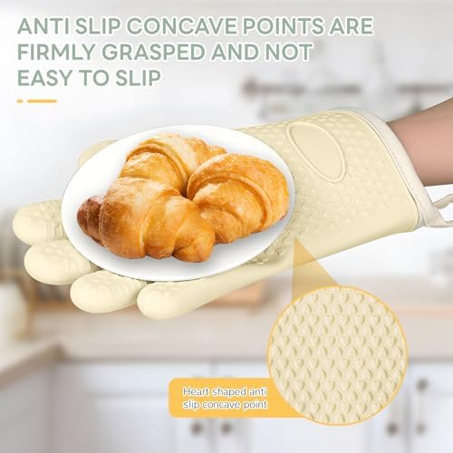 Cotton Thickened Silicone Oven Mitts Heat Resistant-2 Pack Silicone
