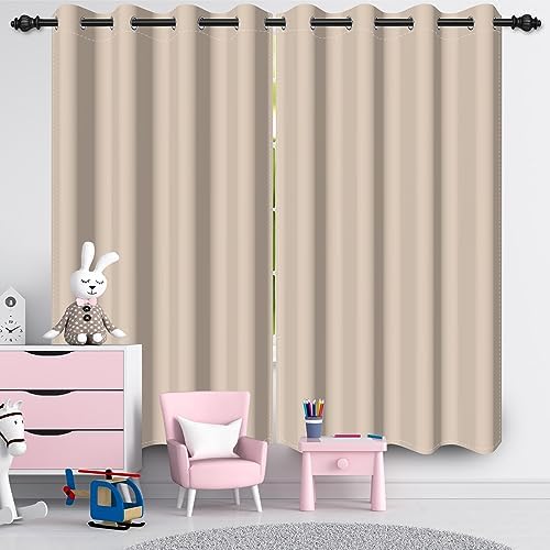 Ivory Blackout Curtains for Bedroom Living Room 2 Panels Solid Cream