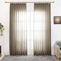 96 Inches Long Pinch Pleated Linen Light Filtering Curtains