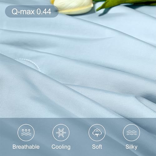 LLanCL Cooling Blanket 90" x 90" Blue & Grey and Cooling Pillowcases