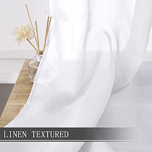 Tollpiz Sheer Curtain Linen Textured Bedroom Curtains Sheer Light