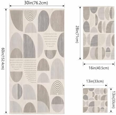 Bath Towels Set of 3 Beige Dots Semicircles Bath Towel Hand Towel