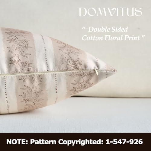 DOMVITUS Floral Pillow Covers 20x20 Inch Set of 2, Vintage Striped
