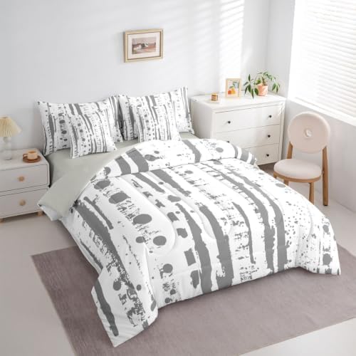 Erosebridal Grey and White 7 Piece Comforter Set Queen, Abstract Art
