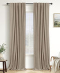 Linen Total Blackout Curtains for Bedroom 84 Inch Long Burlywood Birch