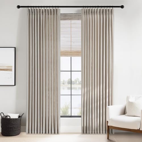 PONY DANCE Cotton Linen Pinch Pleated Curtain 108 inch long for Living