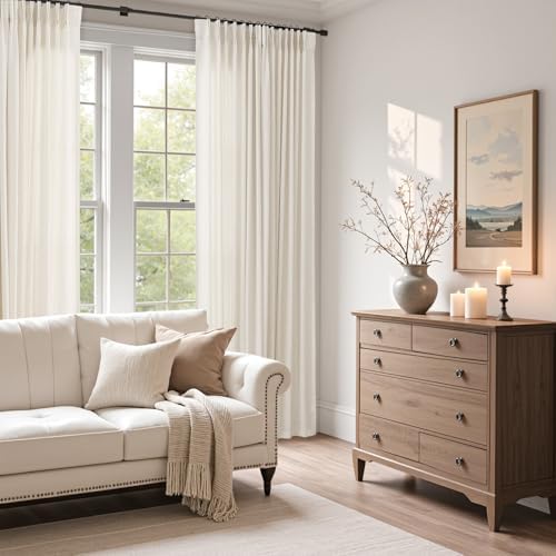 Joywell Linen Pinch Pleated Light Filtering Curtains 120 Inches Extra