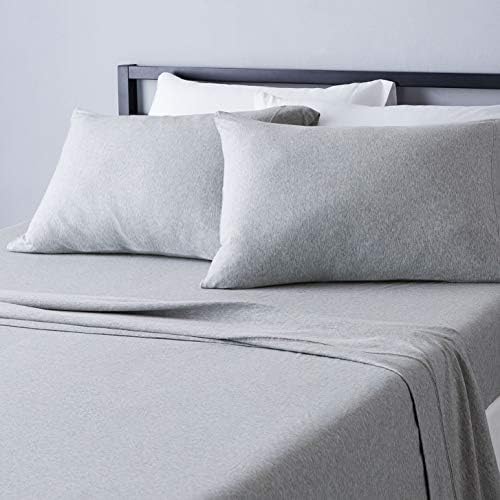 Amazon Basics 4 Piece Bed Sheets Set, 100% Cotton Jersey, Includes