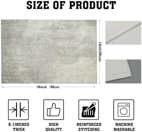 Place Mats for Table 8 | 30 x 45 cm, Light Gray Texture Cotton Linen