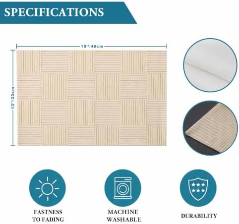 Minimalist Woven Strips Placemats Set of 8, Non Slip Washable