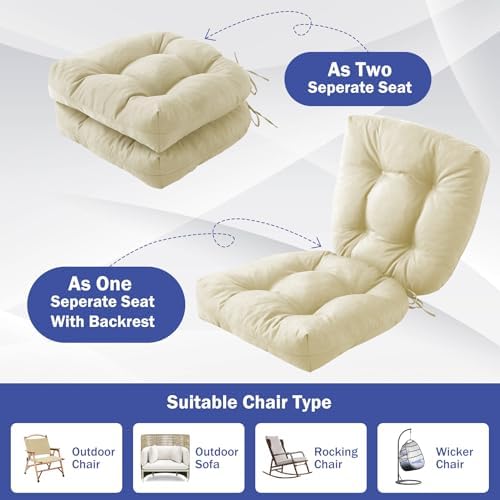 IPYNBAP Outdoor Chair Cushions Set of 2, Patio Chair Cushions with