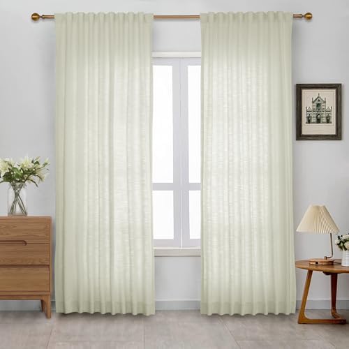 4 in 1 Header Linen Light Filtering Curtain 84W x 84L, 1 Panel