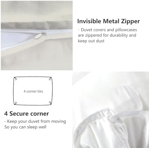 King Size Gray Duvet Cover 3 Pieces Set 102 x 91 inches, Watercolor