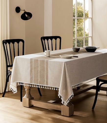 ZeeMart Contrast Linen Square Table Cloth 60x60 Inch Brown
