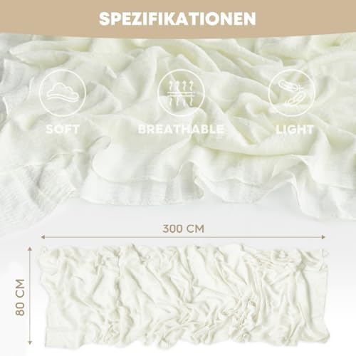 Artoid Mode Boho Cheesecloth Gauze Ivory Wedding Table Runner