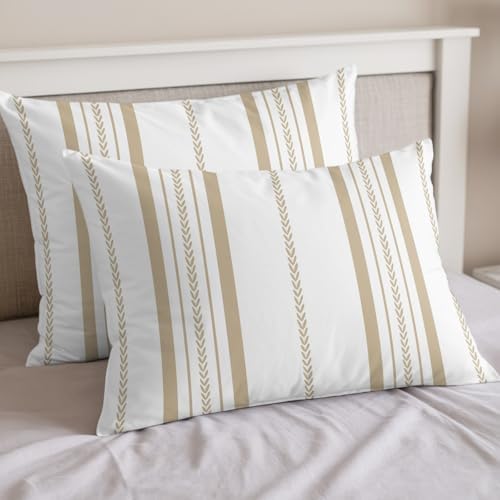 4 Piece Bedding Sets Twin Size Cream Stripes Duvet Cover Set with 1