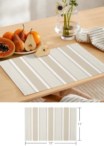 Classic Lines Table Runner and Placemats Set of 4 Modern Soft Beige
