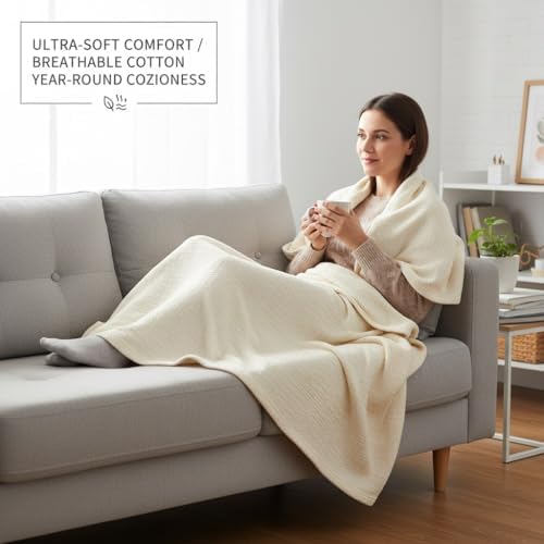 Waffle Knit Blanket for Queen Size Cooling Comfort Soft and Breathable