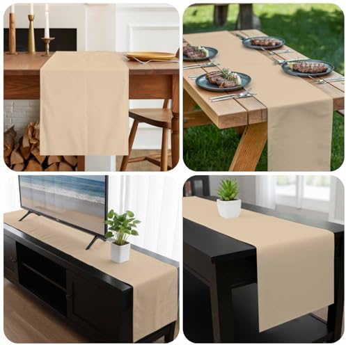 Khaki Solid Color Table Runner 108 Inch Long Dresser Scarves Linen