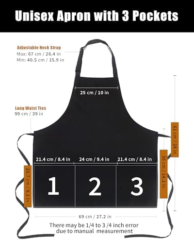 Argstar Unisex Adjustable Three Pocket Apron-Chef Kitchen