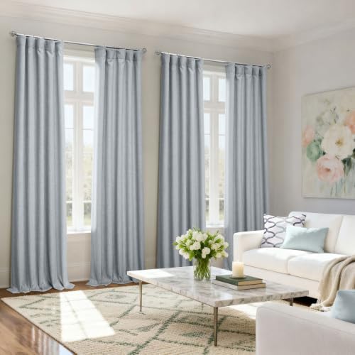 Faux Linen Curtains for Living Room (1 Panel) - 50W X 108L, Heather