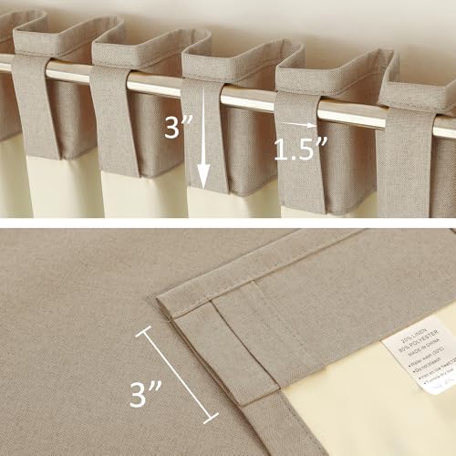 DUALIFE Blackout 96 Inches Long Taupe Curtains 2 Panel Set, Farmhouse