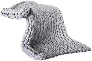 SUNGOOYUE Chunky Knit Blanket Handmade Wool Yarn Throw 50 X 50cm Soft
