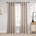 SMABU Linen Grommet Curtains 96 Inches Long for Living Room Sand Beige