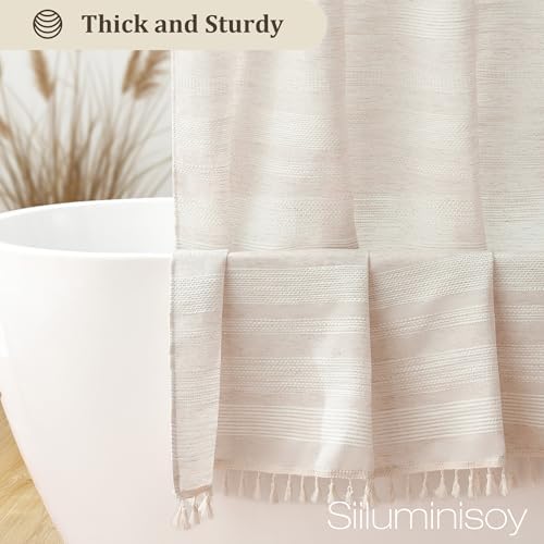 Siiluminisoy Linen Shower Curtain Boho Farmhouse Shower Curtain for