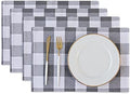 Grey & White 2 Side Cotton Buffalo Check Placemats Set of 4 Heat