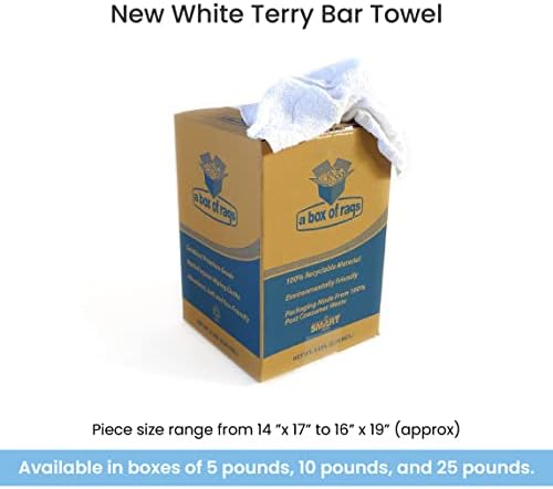 New White Terry Bar Towel, Low-Linting, 5 Pound Box