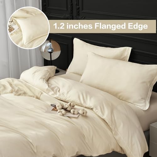 SAPHREAS 100% Washed Cotton Duvet Cover Full Size Set, Linen Like
