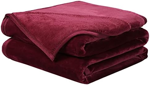 EASELAND Soft Lightweight California King Fleece Blanket, Burgundy