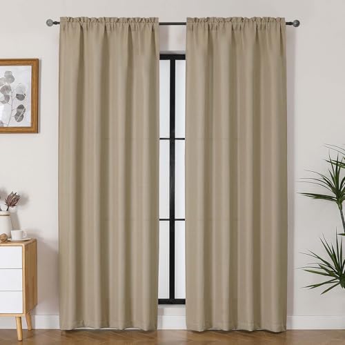 Lecloud Bessie Camel Light Filtering Curtains 84 Inches Long 2 Panels