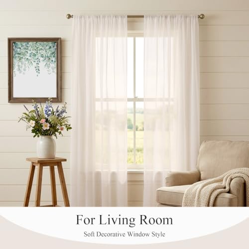 Beige Window Sheer Curtain Cream Solid Color Background Countryside