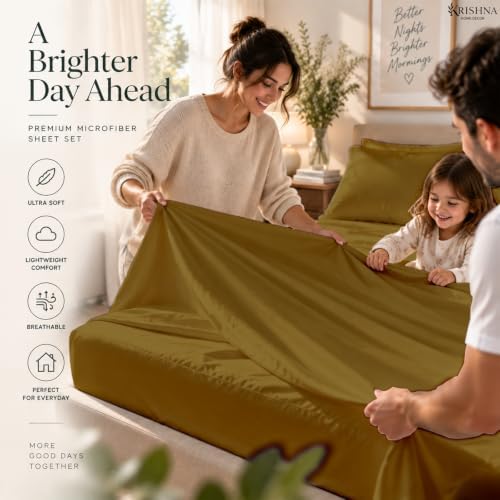 Queen 4 Piece Bed Sheet Set - 15" Deep Pocket, Soft Lightweight Taupe