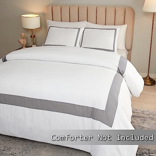 OSVINO Queen Hotel Duvet Cover Set, Soft Breathable Microfiber Bedding