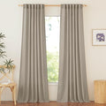 NICETOWN Rod Pocket & Back Tab Thick Flax Semi Sheer Linen Curtains