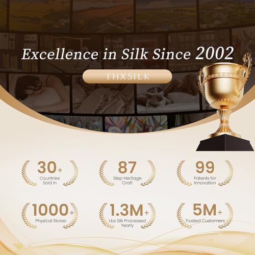 THXSILK 100% Mulberry Silk Fitted Sheet Set, 7A+ Silk 3 Pieces Bed
