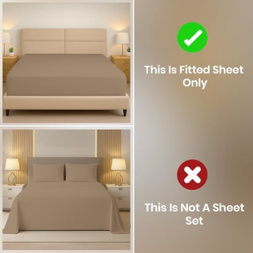 Kotton Culture Full Size Fitted Sheet Taupe, 100% Egyptian Cotton 600