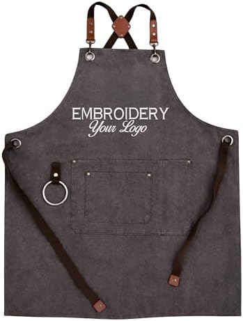 TEEAMORE Custom Design Apron for Men Women Adjustable Crossback Thick