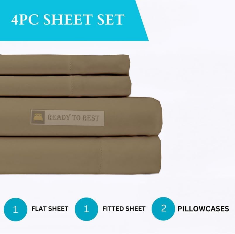 Ready To Rest 4 Piece Full Sheets, 100% Egyption Cotton Cooling Bed