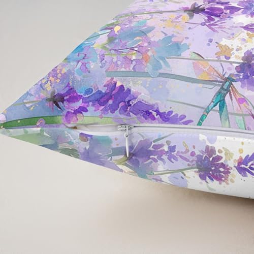 Feelyou Dragonfly Square Cushion Covers Set of 2, Purple Lavender