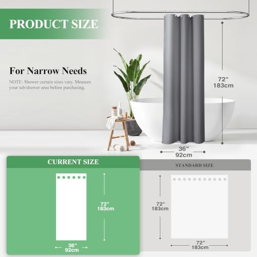 Dynamene Stall Waffle Shower Curtain 256 GSM Heavy Fabric 36x72