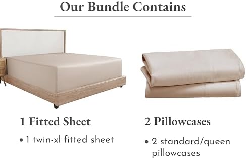 3-Piece Bundle - Fitted Sheet with 2 Pillowcases, Soft 100% Cotton