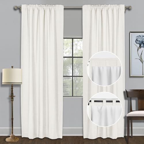 Fcosie Back Tab & Rod Pocket Linen Curtains 63 in Length Completely