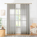 Linen Blend Semi Sheer Curtains 4-in-1 Header, 96 Inches Long