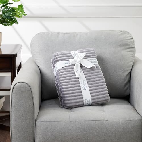 Corduroy Velvet Plush Ribbed Throw Blanket with Ultra-Soft Sherpa